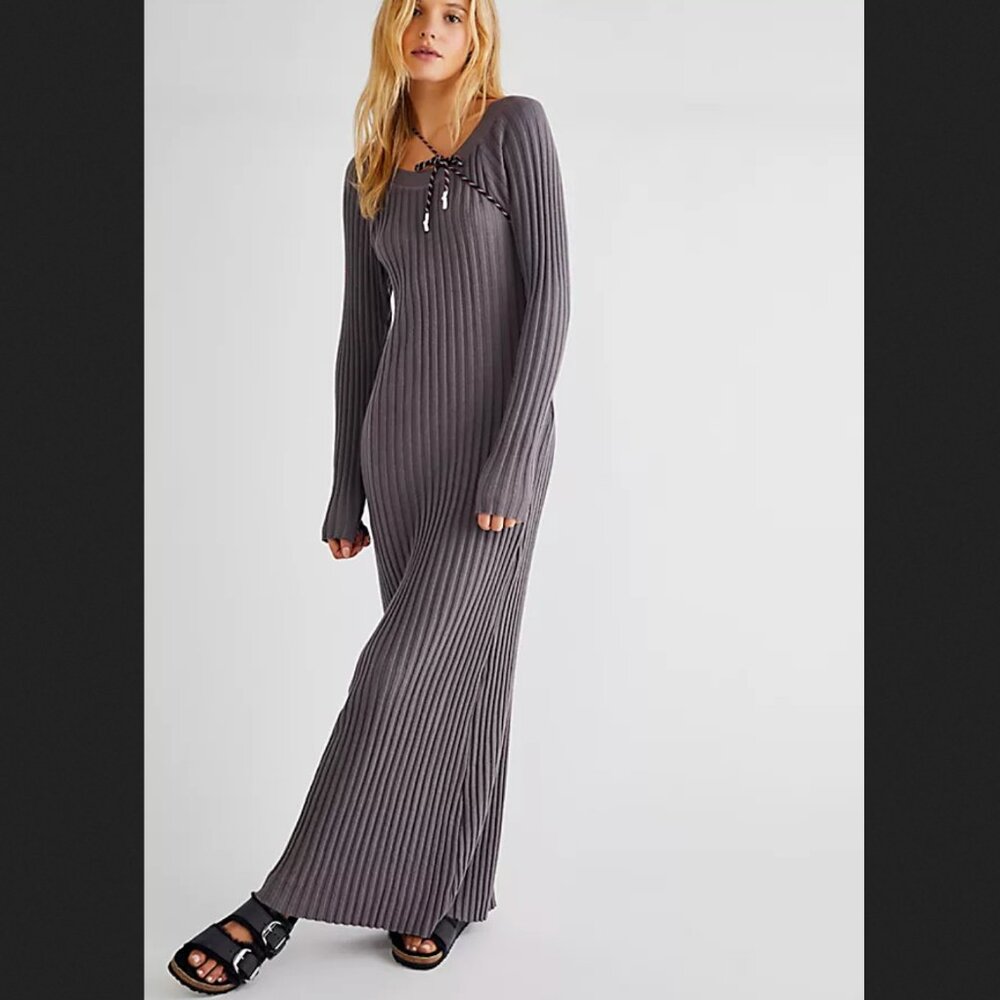 Free People Walk About Maxi Dress in Navy Stone (Size XS)